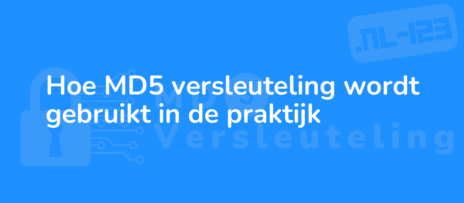 the representative image for the title hoe md5 versleuteling wordt gebruikt in de praktijk can be described as illustration showcasing practical application of md5 encryption with lock and key symbols representing security and data protection